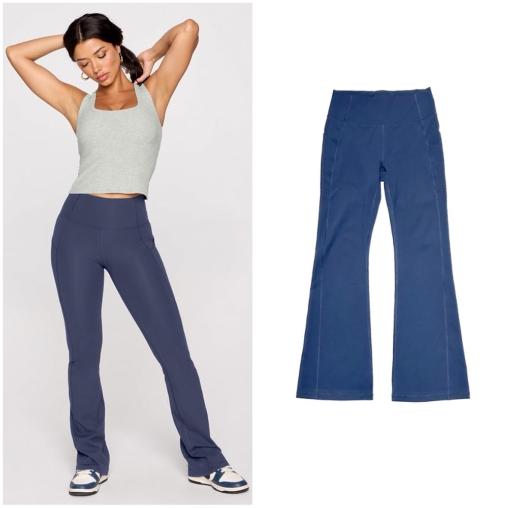 5/$75 PureLuxe Everyday Kick Flare Side Pocket Leggings Navy Blue